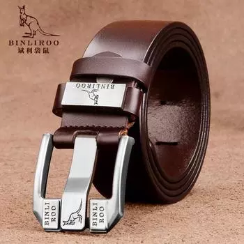 Ремень-кенгуру мужской модный молодой мужской деловой ремень с пряжкой повседневный новый ремень модный мужской ремень с подарочной коробкой 110cm коричневый