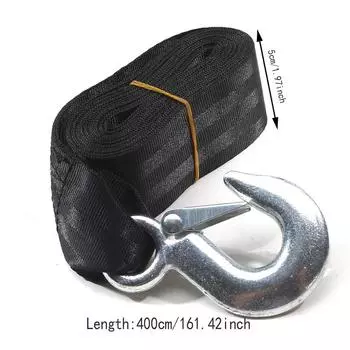 Ремень лебедки для автомобильного прицепа с прочным крюком Креативная замена ремня лебедки для лодочного прицепа 4m чёрный