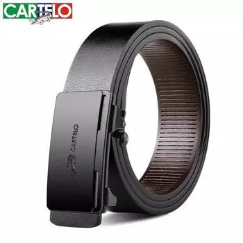 Ремень Муж. Гладкая пряжка Ремень Деловой Повседневный Натуральная кожа Автоматическая пряжка Универсальный 110cm