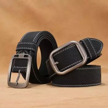 Ремень мужской 120 см с японской пряжкой, студенческий повседневный универсальный ремень для джинсов 120CM чёрный
