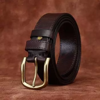 Ремень мужской 3,3 см шириной ретро из натуральной кожи крупного рогатого скота модный дикий повседневный джинсовый комбинезон ремень 100cm
