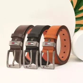 Ремень мужской европейский и американский модный ремень с пряжкой универсальный ремень повседневный ретро поясной ремень цепочка стойло 100CM-135CM чёрный