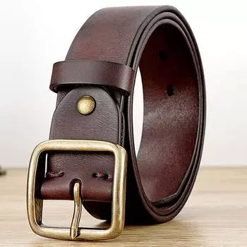 Ремень мужской из натуральной кожи с древней медной пряжкой, ретро-ремень Knock Bag Head Layer, ремень из натуральной коровьей кожи, японская пряжка, ручная работа, гладкий край, растительное дубление 103cm
