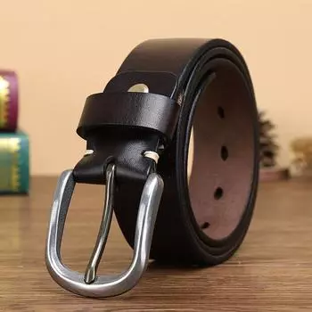 Ремень мужской корейский стиль модный стальная пряжка натуральная кожа чистая коровья кожа пряжка молодежный универсальный повседневный ремень для джинсов 100cm