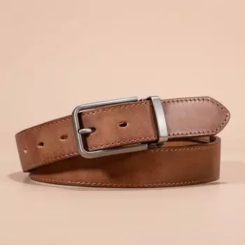 Ремень мужской кожаный деловой повседневный деловой с пряжкой из коровьей кожи первого слоя, высококачественный модный ремень для молодой индивидуальности 110cm-130cm хаки