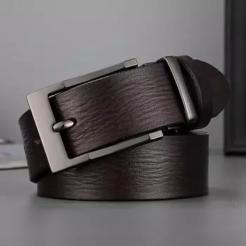 Ремень мужской кожаный с пряжкой, первый слой, настоящая коровья кожа, мужская верхняя одежда, официальная одежда, деловая молодежная ручная работа, необработанный край, светлый низ, мужская талия 105cm