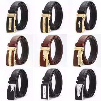 Ремень мужской крокодиловый деловой железный ремень с автоматической пряжкой для молодежи Простой ремень из микрофибры 125cm