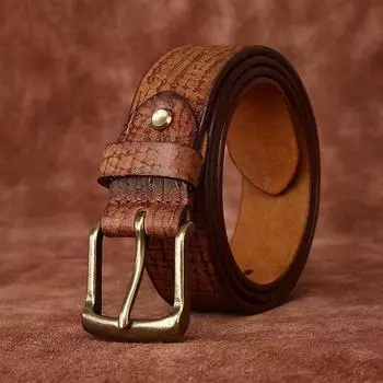 Ремень мужской, новый ретро, потертый, модный, уникальный, нишевый, кожаный, с пряжкой, первый слой, повседневный джинсовый ремень из воловьей кожи 100cm