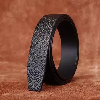 Ремень мужской однослойный из натуральной кожи растительного дубления с тиснением под крокодила, автоматическая пряжка из натуральной кожи 100cm