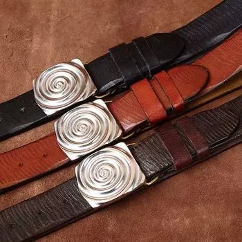 Ремень мужской ретро модный уникальный Pull Wind гладкая пряжка натуральная кожа пряжка стираный первый слой коровьей кожи джинсовый ремень 100cm