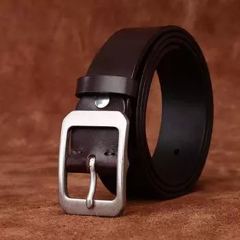 Ремень мужской ретро простой модный универсальный кожаный пряжка первый слой коровья кожа повседневный минималистский джинсовый ремень мужской