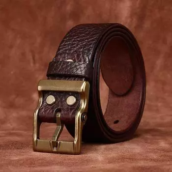 Ремень мужской ретро с тиснением под бизона, натуральная кожа крупного рогатого скота, модный универсальный повседневный ремень для джинсов 100cm