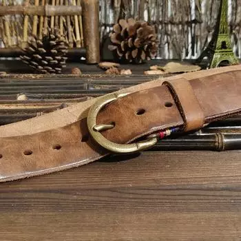 Ремень мужской ретро состаренная кожа пряжка индивидуальный трендовый ремень из чистой коровьей кожи джинсы 100cm