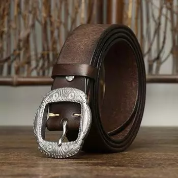 Ремень мужской ретро-стиль, модный, из натуральной нержавеющей стали, пряжка из натуральной кожи, первый слой, воловья кожа, универсальный повседневный ремень для брюк для мужчин 100cm