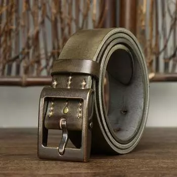 Ремень мужской ручной работы, прочный, промытый, в стиле ретро, индивидуальный, модный, утолщенный, первый слой, из натуральной кожи, винтажный