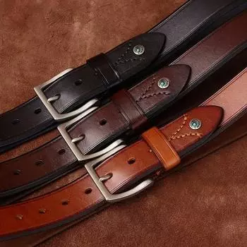 Ремень мужской с отделкой бисером, модный тренд, растительное дубление, цельнозерновая воловья кожа, универсальный джинсовый повседневный мужской кожаный ремень 100cm