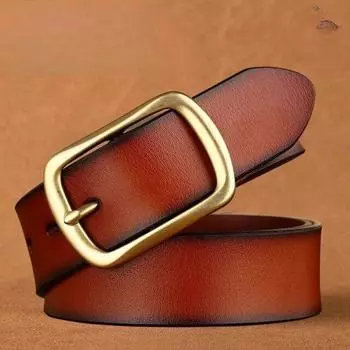 Ремень мужской с пряжкой из натуральной кожи мужской ремень из коровьей кожи в стиле ретро повседневный деловой ремень для джинсов Jiang Zhiheng 110cm [Waist: 80-88CM]