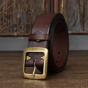 Ремень мужской широкий итальянский ретро первый слой коровья кожа ремень кожаный пряжка корейский стиль универсальный повседневный джинсовый ремень 100cm