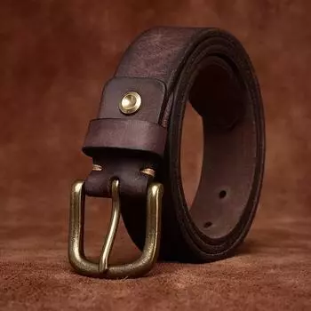 Ремень мужской широкий выцветший винтажный потертый первый слой коровьей кожи с пряжкой повседневный джинсовый ремень мужской