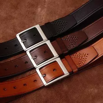 Ремень мужской стильный простой и универсальный модный итальянский верхний слой из коровьей кожи с пряжкой повседневный модный бренд мужской кожаный ремень 100cm
