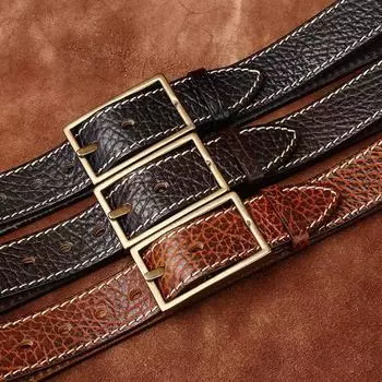 Ремень мужской толстый ретро тисненый модный универсальный из натуральной кожи крупного рогатого скота Ремень из бизоньей кожи для джинсов мужской 100cm