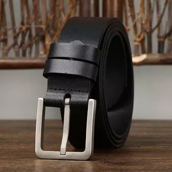 Ремень мужской высококачественный доступный роскошный антиаллергенный деловой из натуральной кожи с пряжкой из чистого титана из коровьей кожи для официальных брюк