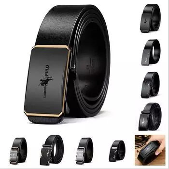 Ремень Paul Мужской кожаный ремень с автоматической пряжкой из чистой воловьей кожи для молодых людей Повседневный индивидуальный корейский вариант трендового брючного ремня 105cm