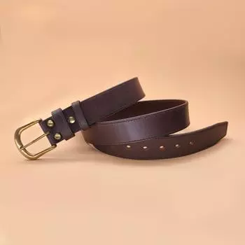 Ремень первого слоя, мужской ремень из чистой меди, ремень из настоящей коровьей кожи, мужской ремень в стиле ретро с пряжкой. 110cm-130cm чёрный