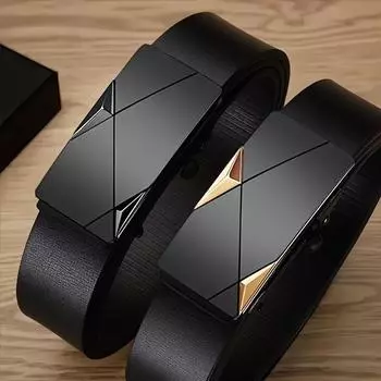 Ремень премиум-класса для мужчин - деловой, повседневный и официальный - классическая автоматическая пряжка 1pcs чёрный