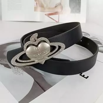 Ремень PU Saturn из цинкового сплава с металлической застежкой, винтажный кожаный ремень, декоративные джинсы чёрный