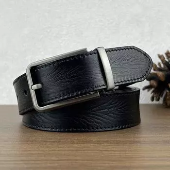 Ремень ручной работы из натуральной коровьей кожи первого слоя, ретро-ремень из натуральной коровьей кожи растительного дубления с пряжкой-иглой, мужской комбинезон в стиле ретро, модный ремень для брюк 105cm чёрный