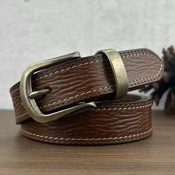 Ремень ручной работы в стиле ретро для женщин, осень-зима, первый слой из коровьей кожи, модный кожаный ремень высокого класса 80-100cm хаки