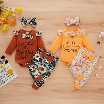Ремень с буквами для маленьких девочек, брюки с бантом и принтом, резинка для волос, весенне-осенняя одежда, 3 шт. 70