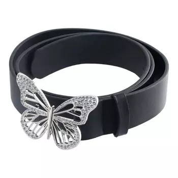Ремень с полой металлической пряжкой, украшение на платье, женские поясные ремни, корейские поясные ремни, пояса-бабочки чёрный
