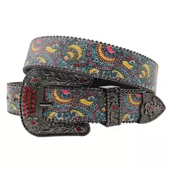 Ремень с принтом из страз в стиле хип-хоп-панк, полный дизайнерского смысла, пояс из искусственной кожи 105cm