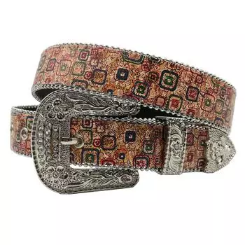 Ремень с принтом в стиле панк-хип-хоп со стразами, популярные джинсовые аксессуары в Европе и Америке, ремень из искусственной кожи 105cm красный