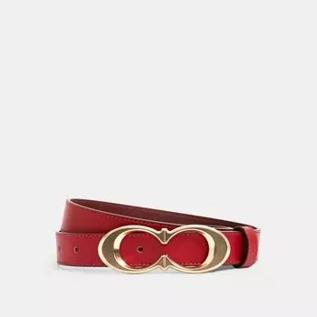 Ремень с пряжкой Coach Signature 25 мм, золото 1941 года, красный Small