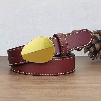 Ремень с пряжкой Edition, женский кожаный повседневный декор, премиум-класса, первый слой, ремень из коровьей кожи, женский простой ремень из растительного дубления 80-100cm светло-коричневого