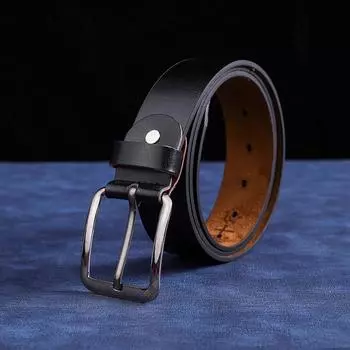 Ремень с пряжкой из яка, ширина 4 см, глянцевый ремень, ширина 3,5 см, гарантия 10 лет, непрерывный ремень 120cm чёрный