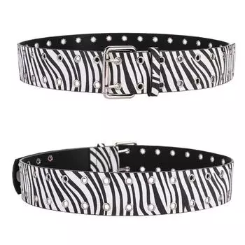 Ремень с пряжкой под черно-белую зебру, универсальный кожаный поясной ремень с заклепками, модный женский декоративный ремень 105cm чёрный