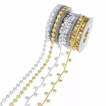 Ремень с тиснением, новогодняя елка, пентаграмма, декоративный пояс, подарочный, цветочная полиэстеровая лента 10 м 1.2Cm gold/10m