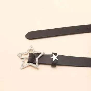 Ремень со звездной пряжкой в стиле панк-стрит для женщин и девочек, индивидуальный повседневный ремень, украшения, аксессуары, подарки белый