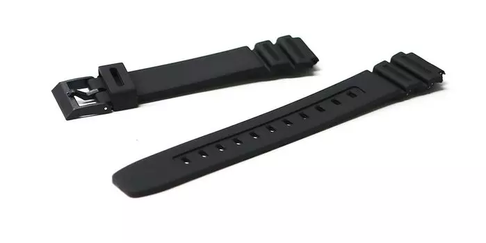 Ремень совместимый с Casio 18 мм резиновый уретановый выпуклый AE-1200WH AE-1300WHF-108WH W-216H ca-017 (черный) чёрный