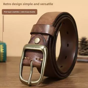 Ремень унисекс из натуральной коровьей кожи в стиле ретро с пряжкой 105cm