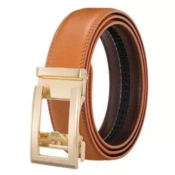 Ремень унисекс с пряжкой из сплава, регулируемый дизайн, двусторонний пояс из искусственной кожи, ремень для брюк и джинсов 110cm коричневый