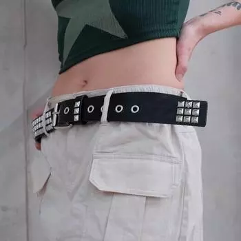 Ремень в стиле панк с заклепками, квадратными заклепками, регулируемые ремни, пояс в стиле рок для женщин и девочек 100cm розовый