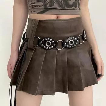 Ремень в стиле ретро для женщин, металлическая пряжка в виде ромба, искусственная кожа, широкий ремень с люверсами, аксессуары для брюк темный кофе