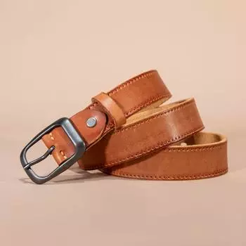 Ремень в стиле ретро, мужской кожаный ремень первого слоя, простой студенческий ремень с японской пряжкой 110cm-130cm чёрный