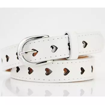 Ремень женский из искусственной кожи с железной пряжкой белый