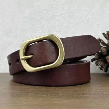 Ремень женский из натуральной кожи с медной пряжкой, деловой, повседневный, из чистой коровьей кожи, простой и модный, для молодых студентов, джинсовый ремень 80-100cm светло-коричневого
